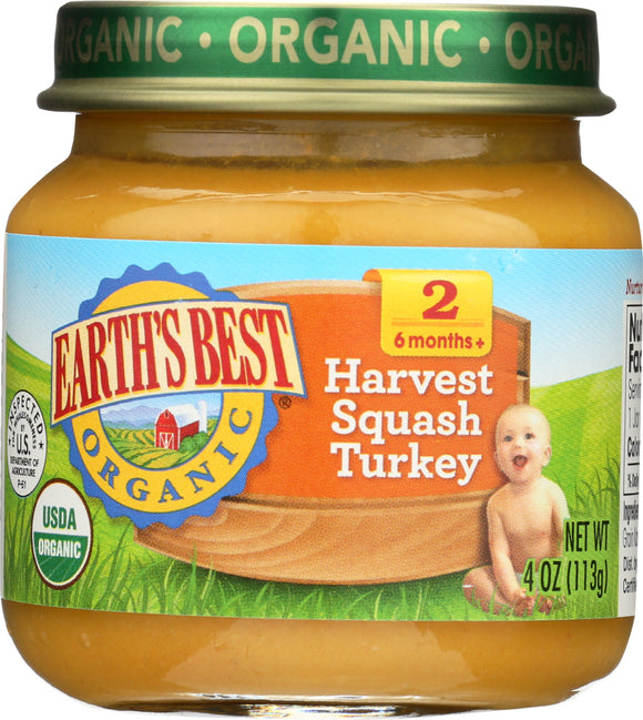 EARTH'S BEST: Organic Baby Food Stage 2 Harvest Squash Turkey Dinner, 4 oz