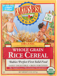 EARTH'S BEST: Organic Whole Grain Rice Cereal, 8 oz