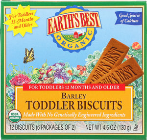 EARTH'S BEST: Organic Barley Toddler Biscuits, 4.6 oz