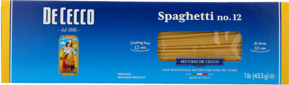 DE CECCO: #12 Spaghetti Pasta, 16 oz