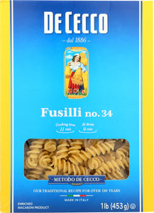 DE CECCO: #34 Fusilli Pasta, 16 oz