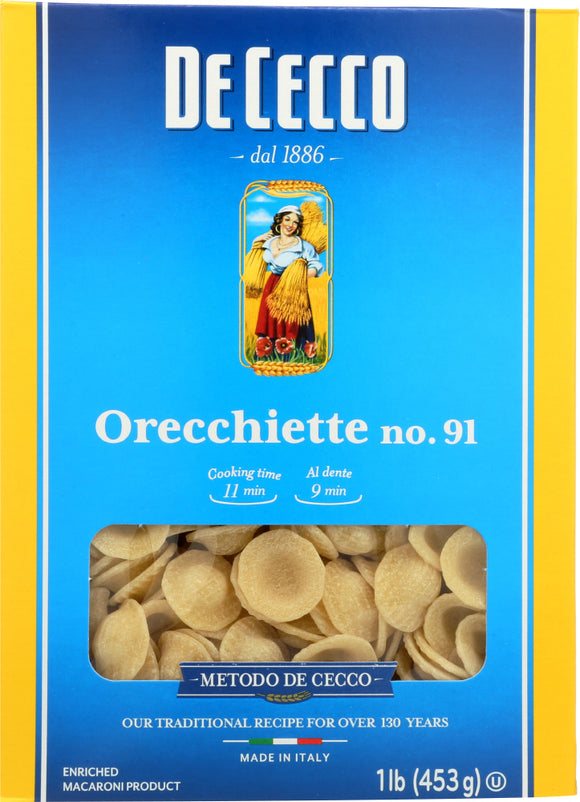 DE CECCO: #91 Orecchiette Pasta, 16 oz