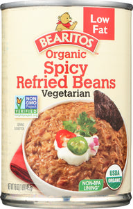 LITTLE BEAR: Organic Low Fat Spicy Refried Beans, 16 oz