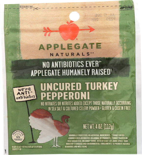 APPLEGATE: Natural Uncured Turkey Pepperoni, 4 oz