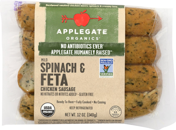 APPLEGATE: Organic Spinach and Feta Chicken and Turkey Sausage, 12 oz