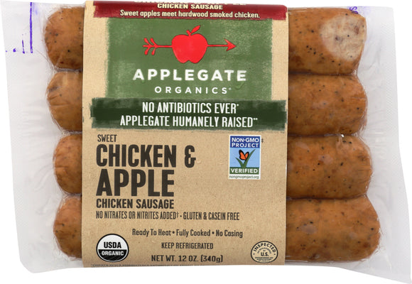 APPLEGATE: Organic Chicken and Apple Sausage, 12 oz