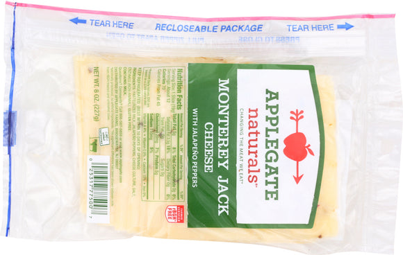 APPLEGATE: Natural Monterey Jack Cheese with Jalapeno Peppers, 8 oz