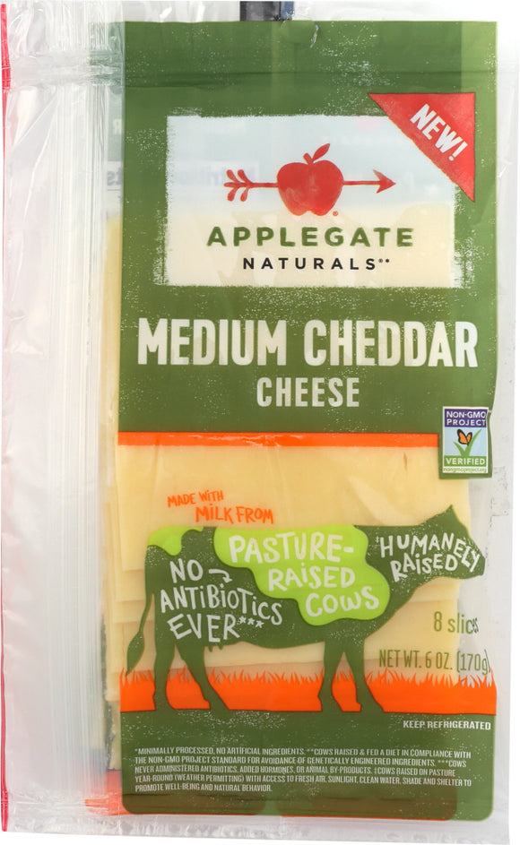 APPLEGATE: Cheese Sliced Medium Cheddar, 6 oz
