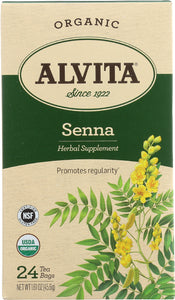 ALVITA: Organic Senna Tea Herbal Supplement Caffeine Free, 24 Tea Bags, 38.64 oz