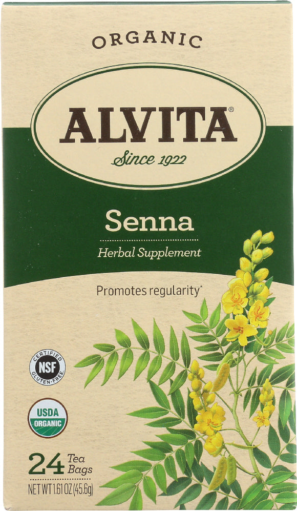 ALVITA: Organic Senna Tea Herbal Supplement Caffeine Free, 24 Tea Bags, 38.64 oz