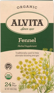 ALVITA: Teas, Organic, Fennel Tea, Caffeine Free, 24 Tea Bags, 1.98 oz (56 g)