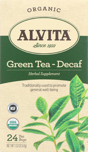 ALVITA: Organic Green Tea Decaf, 24 tea bags