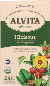 ALVITA TEAS: Organic Herbal Tea Hibiscus, 24 Tea Bags