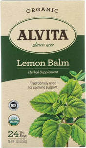 ALVITA: Organic Tea Bag Lemon Balm, 24 ea