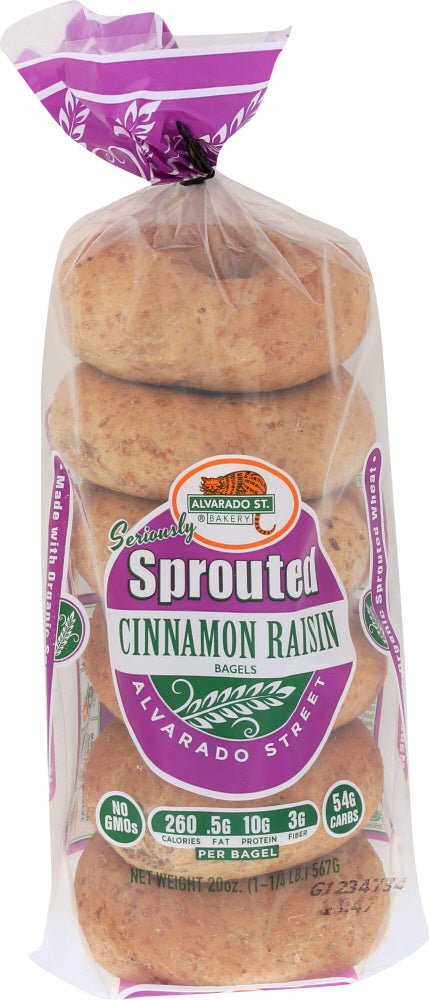 ALVARADO STREET BAKERY: Organic Sprouted Wheat Cinnamon Raisin Bagel, 20 oz