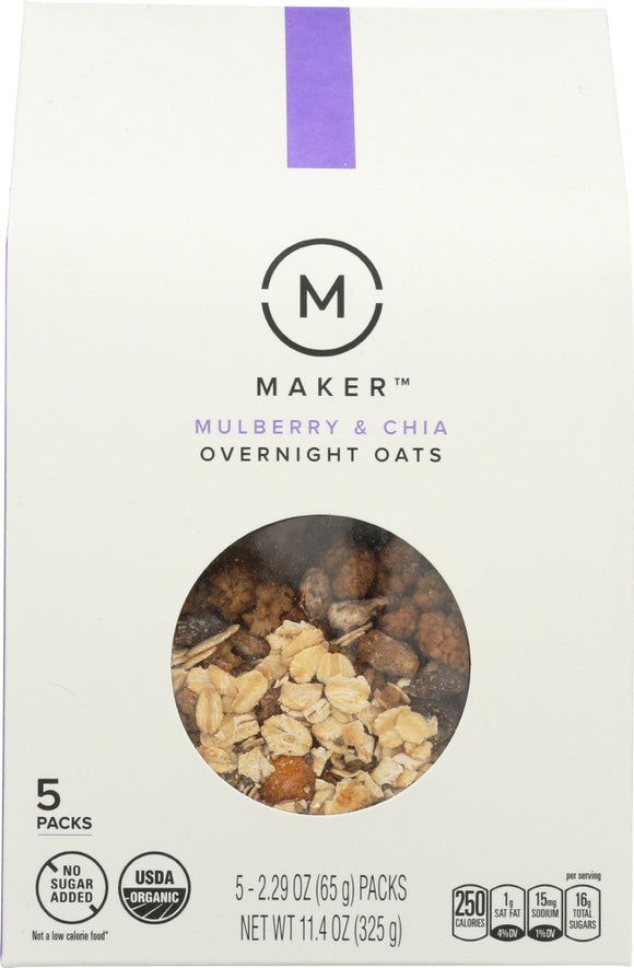 MAKER OATS: Oat Overnight Mulberry Chia, 11.4 oz