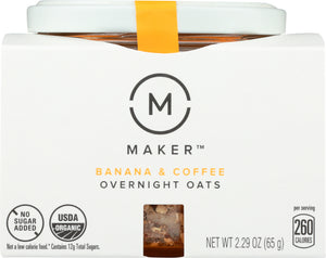 MAKER OATS: Maker Overnight Oats Banana & Coffee Organic, 2.29 oz