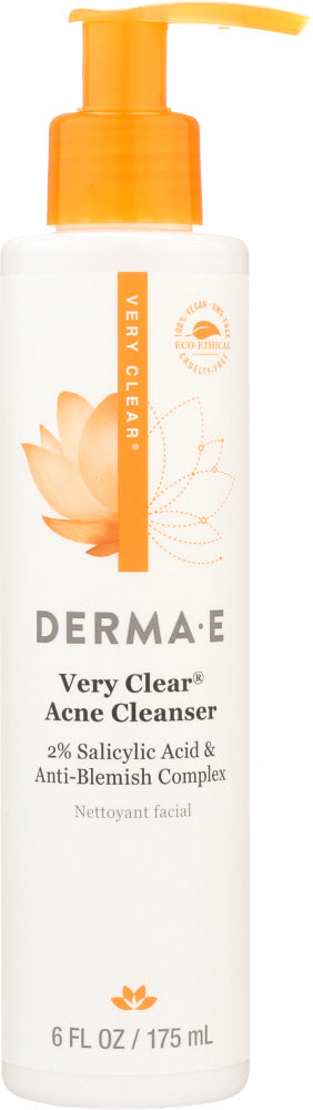 DERMA E: Very Clear Cleanser, 6 oz