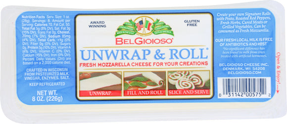 BELGIOIOSO: Unwrap and Roll Mozzarella Cheese, 8 oz