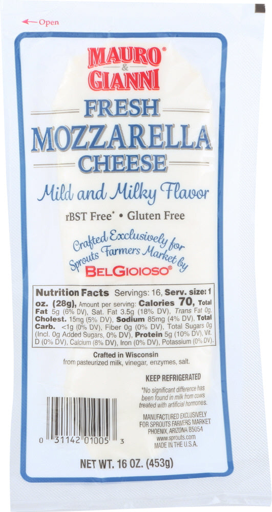 MAURO & GIANNI: Cheese Mozzarella Log, 1 lb