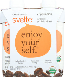 CALNATURALE: Svelte Organic Protein Shake Cappuccino 4x11oz Pack, 44 oz