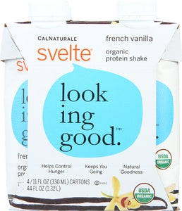 CALNATURALE: Svelte Organic Protein Shake French Vanilla 4x11oz Pack, 44 oz