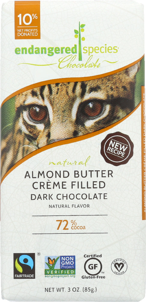 ENDANGERED SPECIES: Almond Butter Creme Filled Dark Chocolate, 3 oz
