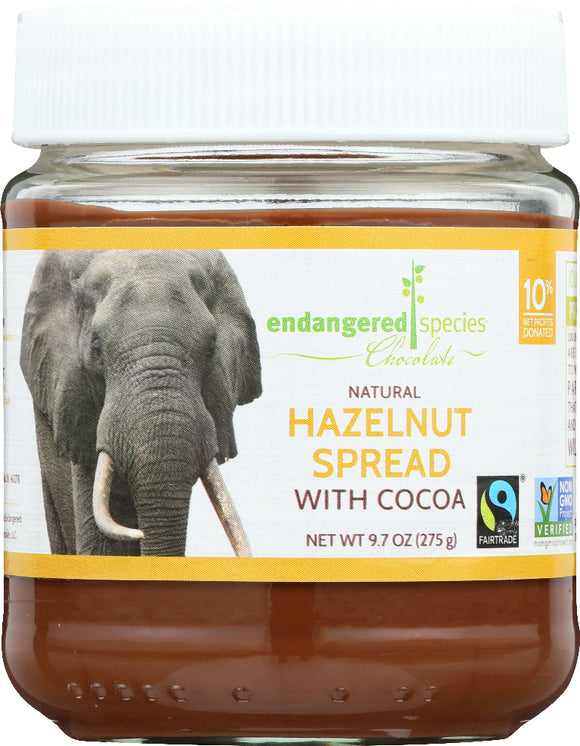ENDANGERED SPECIES: Natural Hazelnut Spread with Cocoa, 9.7 Oz