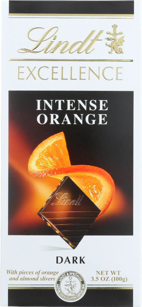 LINDT EXCELLENCE: Intense Orange Dark Chocolate Bar, 3.5 oz