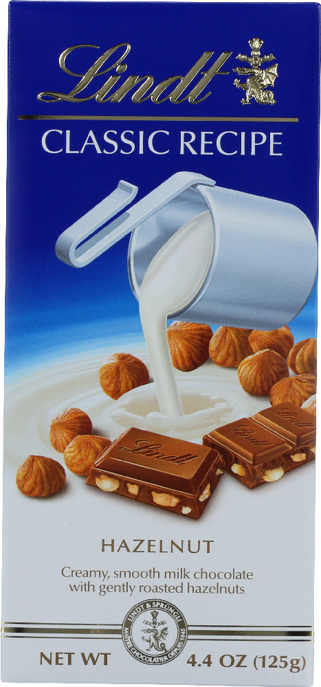 LINDT: Classic Hazelnut Milk Chocolate Bar, 4.4 oz