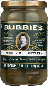 BUBBIES: Pure Kosher Dills, 16 Oz