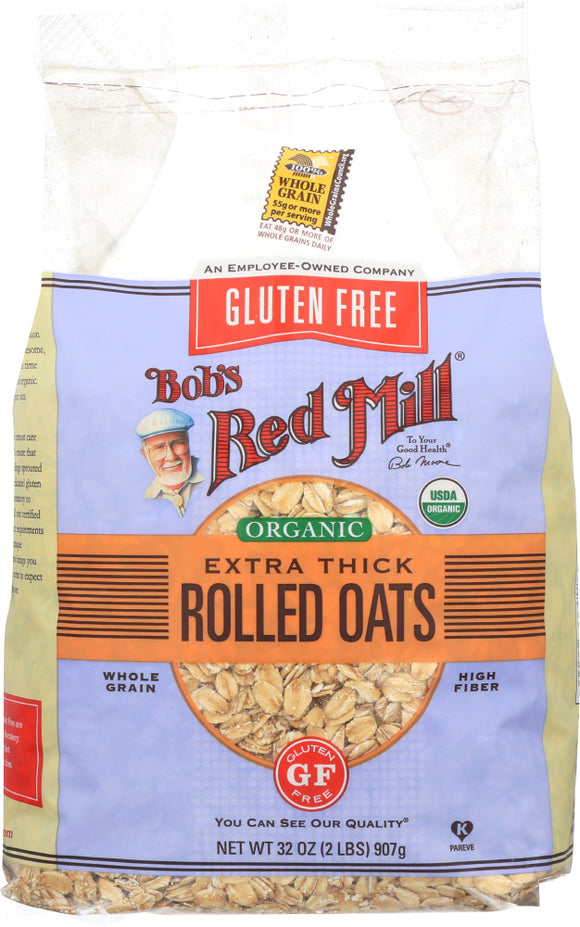 BOBS RED MILL: Gluten Free Organic Extra Thick Rolled Oats, 32 oz
