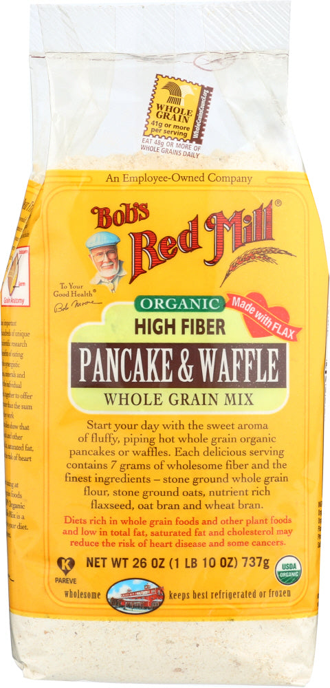 BOB'S RED MILL: Organic High Fiber Pancake & Waffle Whole Grain Mix, 26 oz