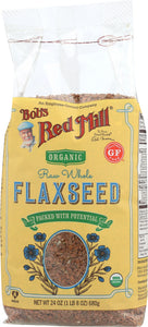 BOB'S RED MILL: Organic Natural Raw Whole Flaxseeds, 24 Oz