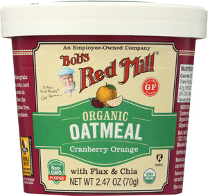 BOBS RED MILL: Organic Oatmeal Cup Cranberry Orange, 2.47 oz