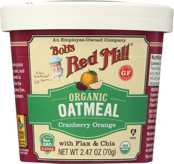 BOBS RED MILL: Organic Oatmeal Cup Cranberry Orange, 2.47 oz