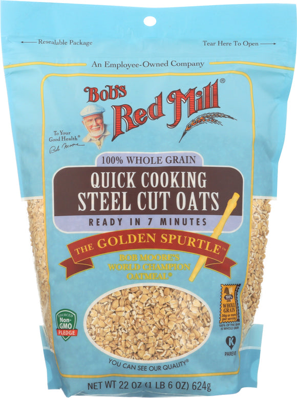 BOBS RED MILL: Quick Cooking Steel Cut Oats, 22 oz