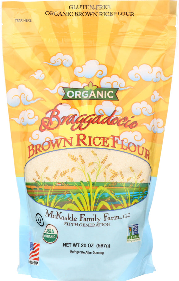 BRAGGADOCIO: Organic Brown Rice Flour, 20 oz