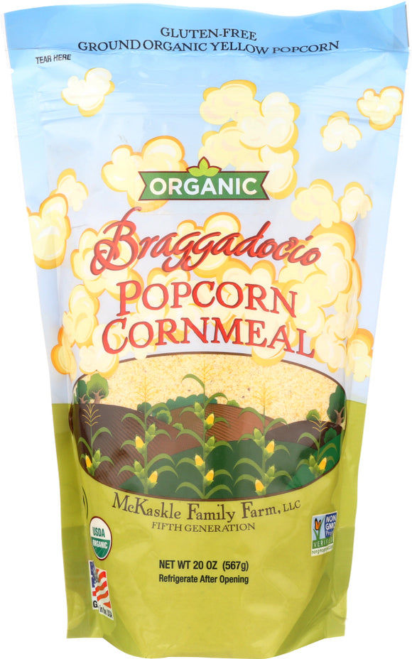 BRAGGADOCIO: Organic Popcorn Cornmeal, 20 oz