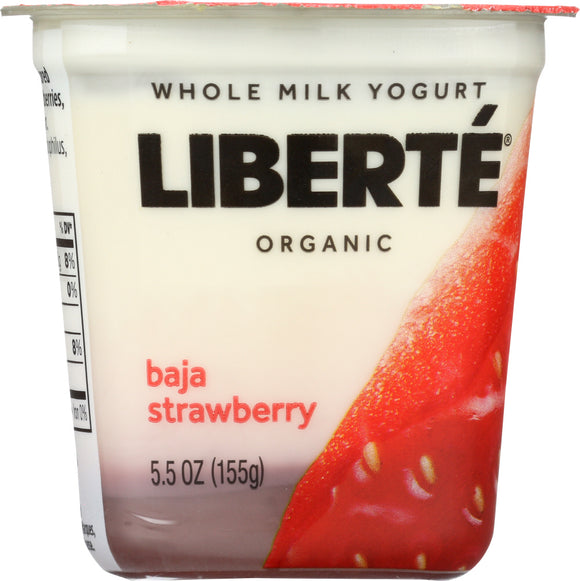 LIBERTE: Baja Strawberry Organic Whole Milk Yogurt, 5.5 oz