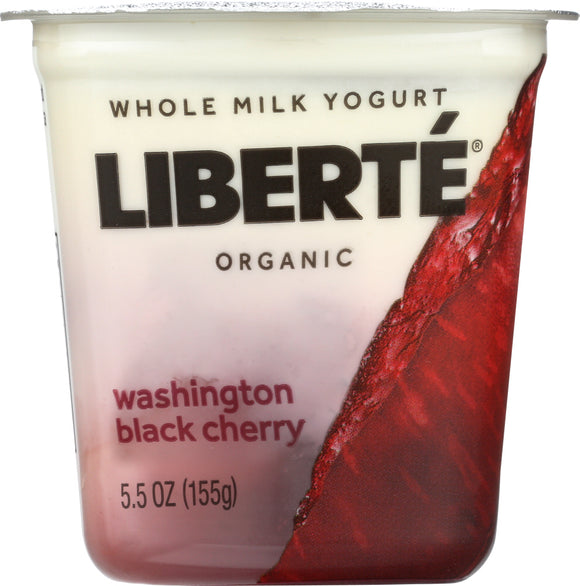 LIBERTE: Washington Black Cherry Organic Whole Milk Yogurt, 5.5 oz
