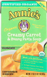 ANNIE'S HOMEGROWN: Organic Soup Creamy Carrot & Bunny Pasta, 17 oz