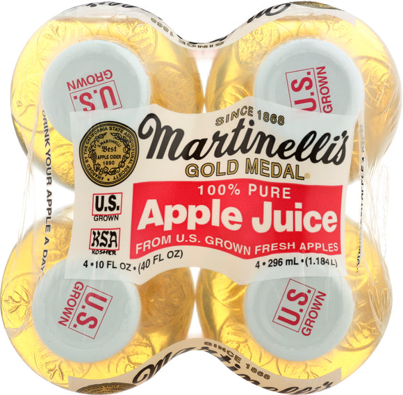 MARTINELLI'S Gold Medal 100% Pure Apple Juice 4 Pack of 10 Oz, 40 oz