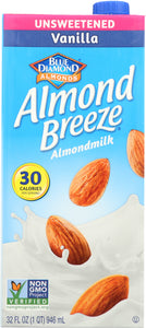 BLUE DIAMOND: Natural Almond Breeze Vanilla Unsweetened, 32 oz