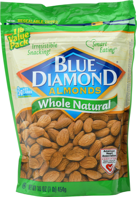 BLUE DIAMOND: Almond Whole Natural, 16 oz