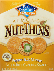 BLUE DIAMOND: Almond Nut-Thins Cracker Snacks Pepper Jack Cheese, 4.25 oz