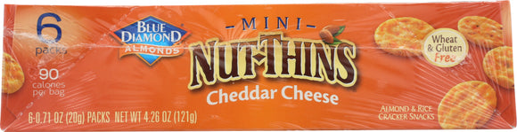 BLUE DIAMOND: Almonds Cheddar Cheese Mini Nut Thins Pack of 6, 4.26 oz