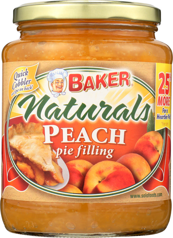 BAKER NATURALS: Pie Filling Peach, 26 oz