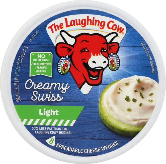 LAUGHING COW: Light Creamy Swiss Spreadable Cheese 8 Wedges, 6 oz