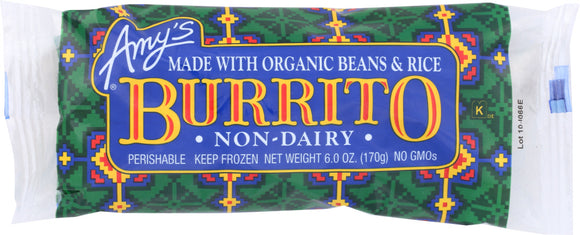 AMY'S: Non-Dairy Bean & Rice Burrito, 6 Oz